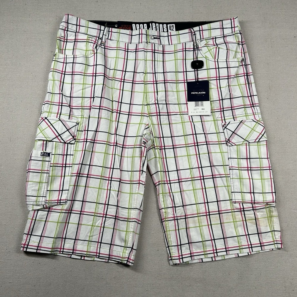 Pepe Jeans London Shorts Mens 42 Board Bermuda Plaid Hip Hop Street Long Baggy